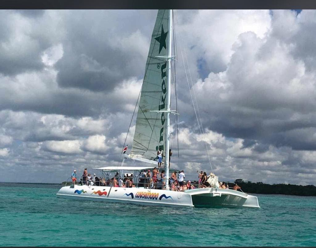 Boat traveling through Dominican Republic coastal water